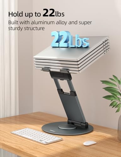 Nulaxy 1-Count LS18 Adjustable Laptop Stand, Grey, Ergonomic Design, Tabletop Mounting, Compatible with Laptops up to 17 inches