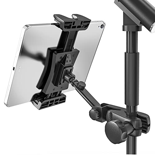 JUBOR Tablet Holder for Microphone Stand - JBST028 - Adjustable 360° Rotation - Black - Clamp Mount