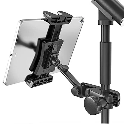 JUBOR Tablet Holder for Microphone Stand - JBST028 - Adjustable 360° Rotation - Black - Clamp Mount