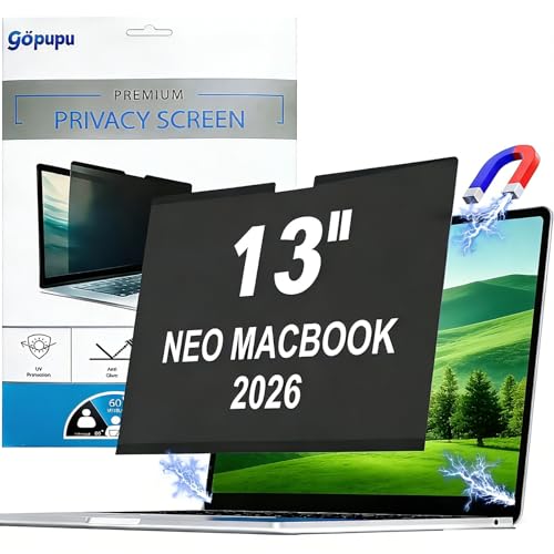 gopupu 13 Inches A18 Pro 2026 Magnetic Privacy Filter 9H Hardness Anti-Glare Screen Protector