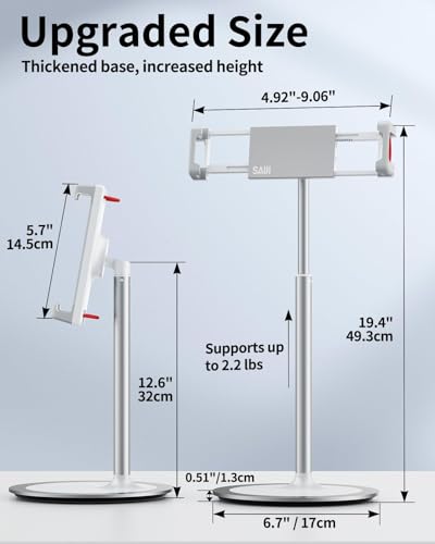 SAIJI 13.6in x 8in x 3in S3E-S Adjustable Aluminum Stand for Tablets and Phones