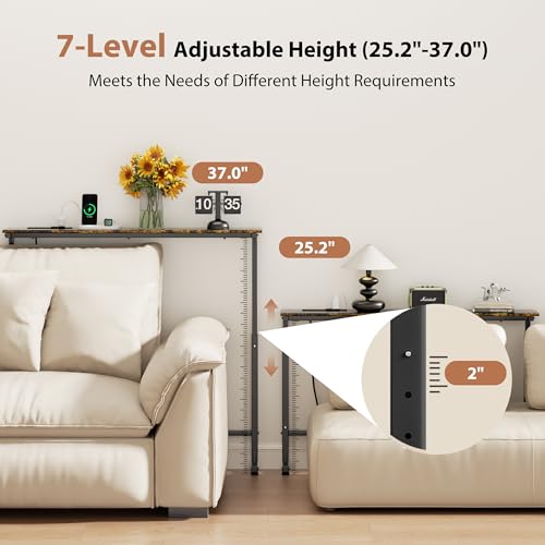 GRLEAF 78 Inch Console Table Set of 2 with Adjustable Height and Power Outlets