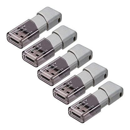 PNY 64GB Turbo Attaché 3 USB 3.0 Flash Drive, Silver