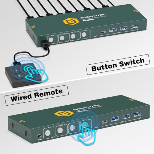 GREATHTEK 4 Port USB 3.0 HDMI KVM Switch Model S7415H-A
