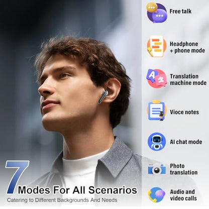 Niderson J51 Cables Wireless Earbuds Bluetooth 5.3 Language Translator Earbuds