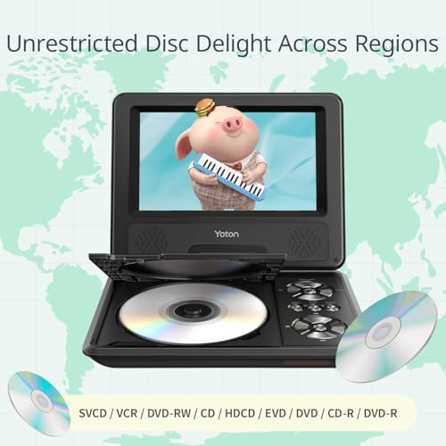 YOTON 7.5" YD075 Portable DVD Player, 800x480 Resolution, LCD Display, Standard DVD and CD Formats