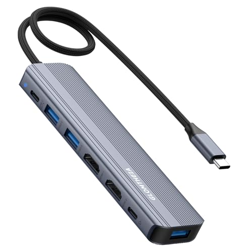 Glomtheia 7 Port USB-C Hub Docking Station Dual Monitor 4K 60Hz