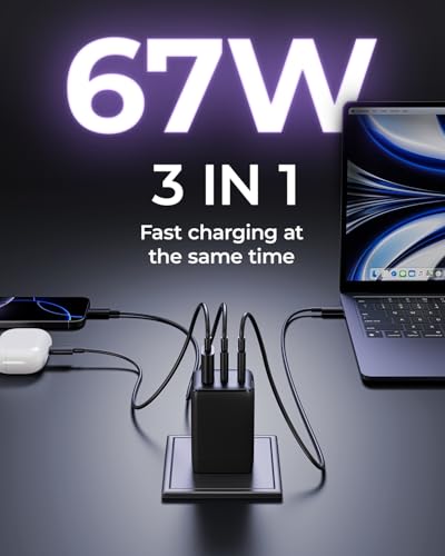 wegear 67W USB C Charger AC-255GUS Fast Charging Block Black