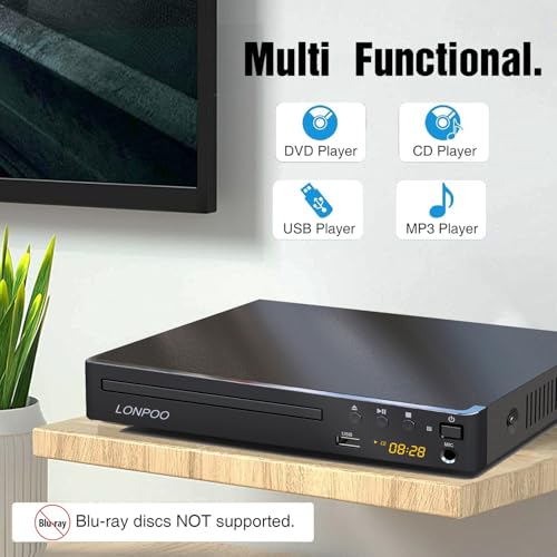 LONPOO Compact DVD Player LP-099 1920x1080 - HDMI - Black