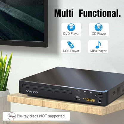 LONPOO Compact DVD Player LP-099 1920x1080 - HDMI - Black