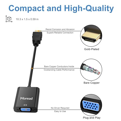 Moread 10.04in HDMI to VGA Adapter FBA_HDMI2VGA-A-B 1920x1080@60Hz Black