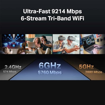 TP-Link Archer BE550 Tri-Band WiFi 7 Router - 6 Internal Antennas, 9300 Mbps Data Transfer, 2.5G WAN/LAN Ports, Coverage up to 2000 sq. ft.