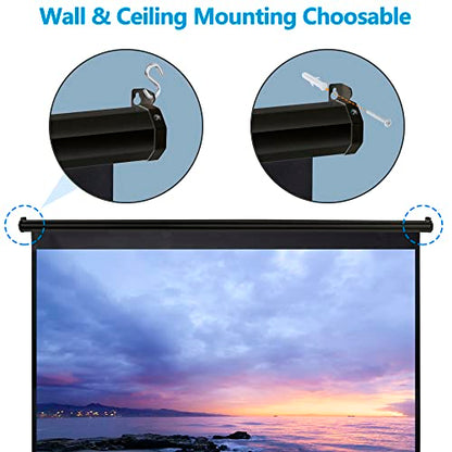 ZENY 100 Inch Projector Screen HU-XI-201 Manual Mounting, Matte Finish, 16:9 Aspect Ratio, Metal/PVC Enclosure