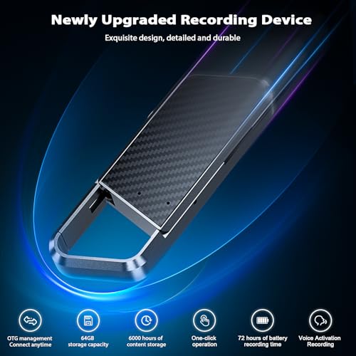 NekSide 64GB USB-02 WAV Digital Voice Recorder with Built-in Microphone