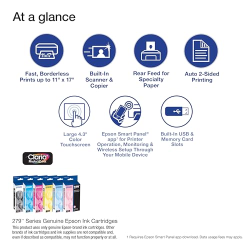 Epson Expression Photo XP-980 Inkjet Printer, 5760 x 1440 DPI Resolution, 20W Power Consumption, All-In-One Functionality, Wireless Connectivity