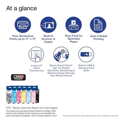 Epson Expression Photo XP-980 Inkjet Printer, 5760 x 1440 DPI Resolution, 20W Power Consumption, All-In-One Functionality, Wireless Connectivity