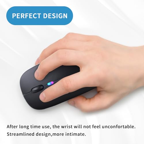 Afaartcci Wireless Bluetooth Mouse 4.4"x2.3" 1600 DPI Dual Mode USB Rechargeable Wireless Computer Mouse