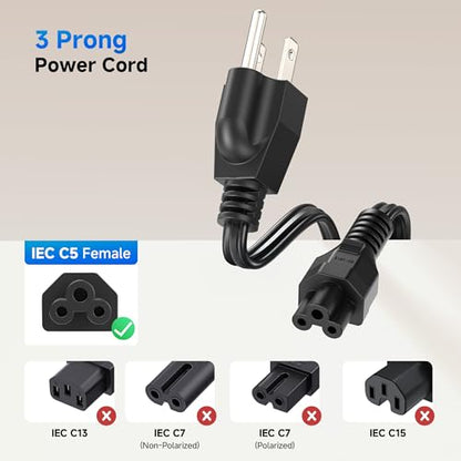 Cable Matters 30 Feet 400005-15x2 120V 3 Prong Power Cord with IEC C5 Connector