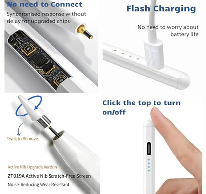yelzoolny Active Stylus Pen for Android and iOS Touchscreens with 4 Tips, Precision Digital Marker, 7 x 0.35 x 0.35 inches, Blue