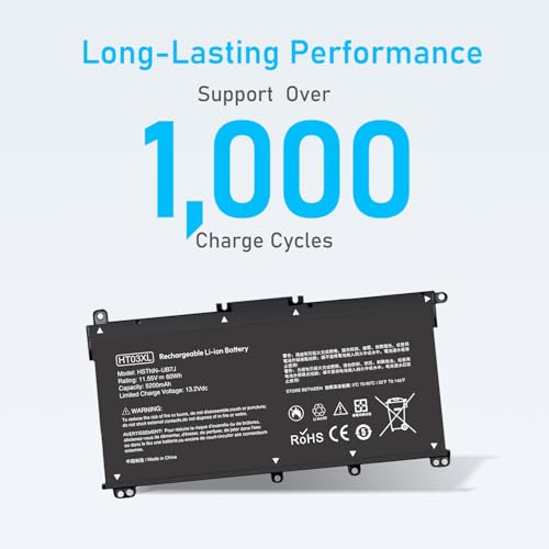 RUEMIU 60Wh HT03XL Lithium-Ion Laptop Battery, 5200mAh, 11.55V, 3-Cell