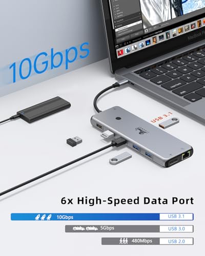 LIONWEI 13-in-1 USB C Docking Station 4K - Dual HDMI, 10Gbps, USB 3.0, 3.5mm Audio, Ethernet