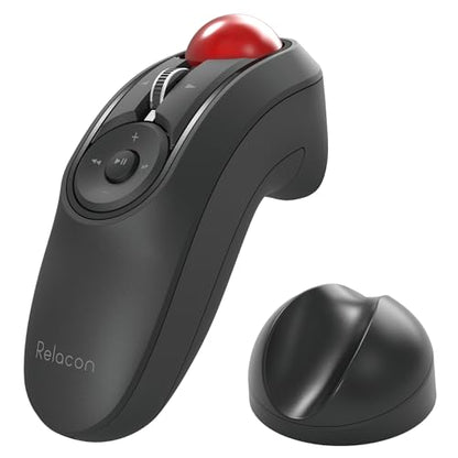 ELECOM M-RT1BRXBK Wireless Optical Trackball Mouse, Bluetooth, 1500 DPI, 10 Buttons, Ambidextrous, Black / Red