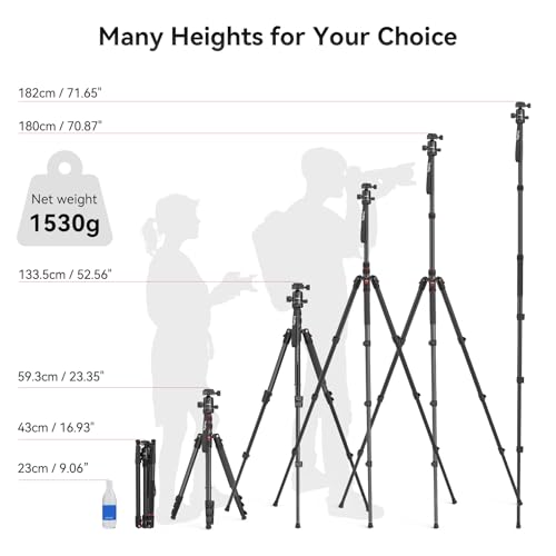 SMALLRIG 71 Inches 15551 Aluminum Tripod/Monopod 33lb Capacity Adjustable Height