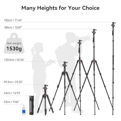 SMALLRIG 71 Inches 15551 Aluminum Tripod/Monopod 33lb Capacity Adjustable Height