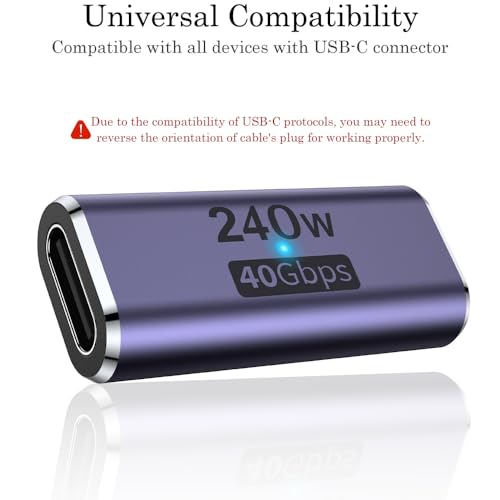 AuviPal 240W USB Type C Coupler 2-Port Adapter