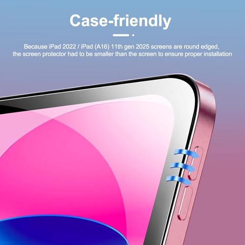 NEW'C 2 Pack Screen Protector Tempered Glass for iPad (A16) 11th Generation 2025, iPad 10th Generation 10.9 inches 2022