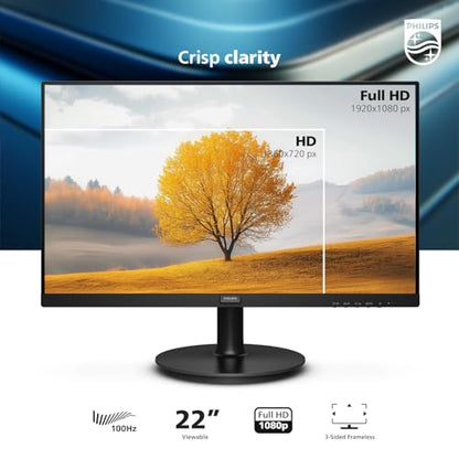Philips 221V8LB 21.5 Inch FHD 1920 x 1080 100 Hz LCD Monitor