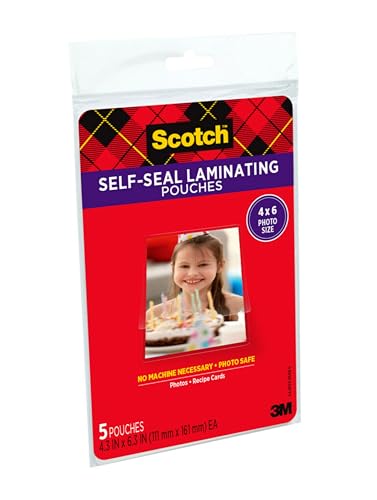 Scotch 4 x 6 Inches Self-Sealing Laminating Pouches, 3-Pack