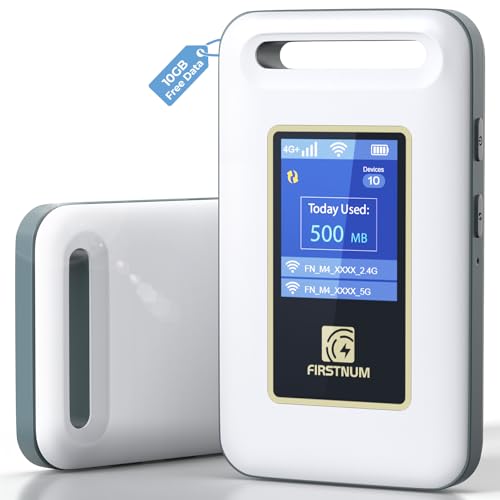 FIRSTNUM Portable 4G LTE Wi-Fi Hotspot 10 Devices Connectivity WPA2/WPA3