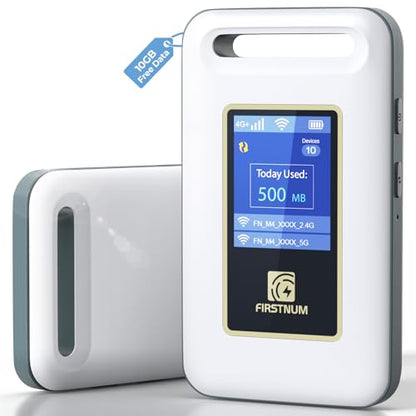 FIRSTNUM Portable 4G LTE Wi-Fi Hotspot 10 Devices Connectivity WPA2/WPA3
