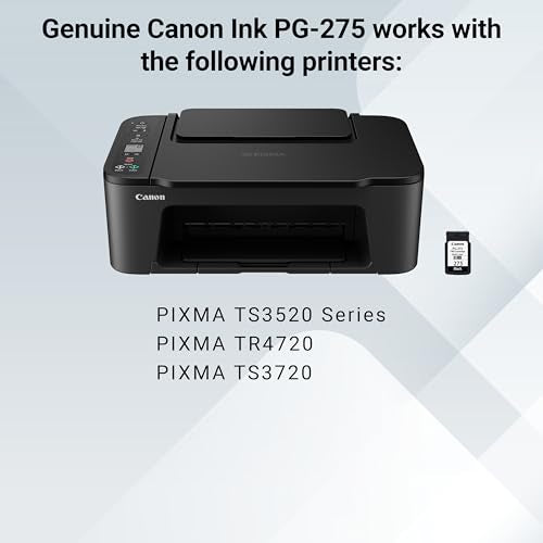 Canon PG-275 Genuine Black Ink Cartridge, Compatible with Canon PIXMA TR4720, TS3520, TS3720