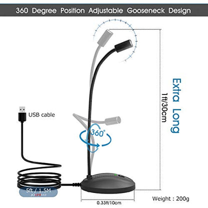 JOUNIVO JV-601 USB Microphone, Omnidirectional, 76 dB SNR, Corded Electric, Gooseneck