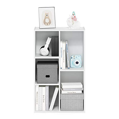 Furinno 5-Cube 11069WH White Bookshelf Floor Mount Storage Shelf