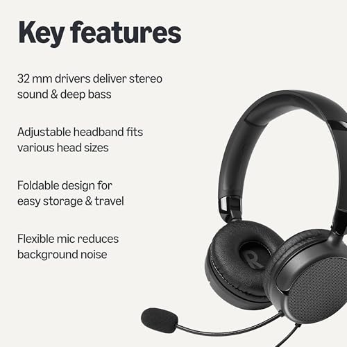 Amazon Basics Wired Computer Headset AMZ-E6090A 20 Hz - 20,000 Hz On Ear Headphones