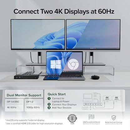 Plugable USB 3.0 Type C Docking Station UD-MSTH2 2xHDMI 4K 60Hz 65W