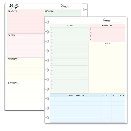 FeroniArt Undated Weekly Planner Inserts 8.5 x 11 inches Paper Format Day-to-Day Calendar Weekly Planner