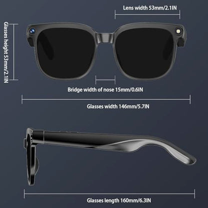 Bapick Smart Glasses 8MP Camera Open-Ear Black