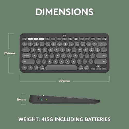 Logitech 104 Keys K380s Bluetooth Wireless Keyboard QWERTY Ambidextrous