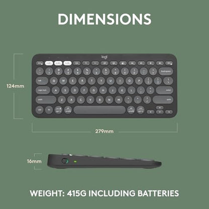 Logitech 104 Keys K380s Bluetooth Wireless Keyboard QWERTY Ambidextrous