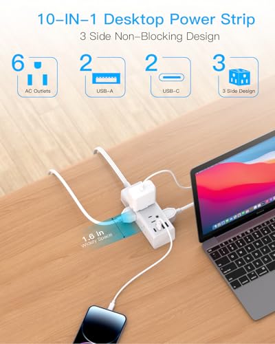 One Beat 10 Ft Extension Cord 6 Outlets 4 USB Ports Surge Protection Model US-OB6W3CR-10FT