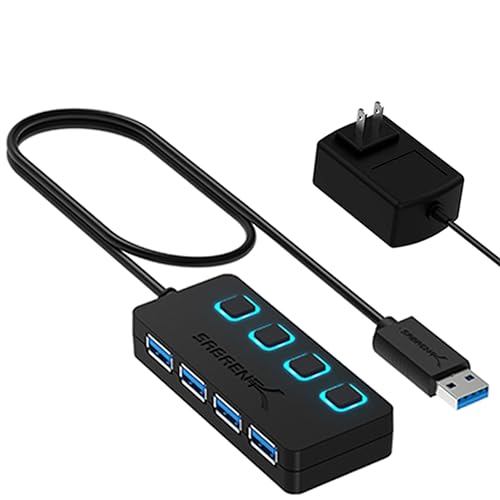 SABRENT 4 Port USB 3.0 Hub with Individual LED Power Switches HB-UMP3