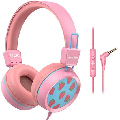 New Bee KH20 Wired Kids Headphones with HD Microphone and Volume Limiting Functionality for Educational Use