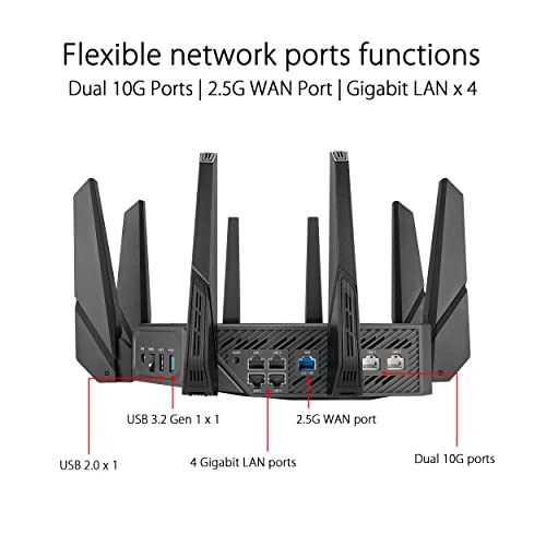 ASUS GT-AXE16000 Networking Router - Quad-Band, 16000 Mbps, 10G LAN, High Security