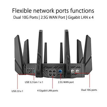 ASUS GT-AXE16000 Networking Router - Quad-Band, 16000 Mbps, 10G LAN, High Security