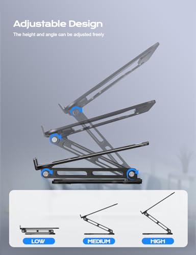 LOXP Adjustable Tower Laptop Stand NH02B Portable Adjustable Height Metal Support Compatible with 10-15.6" Laptops