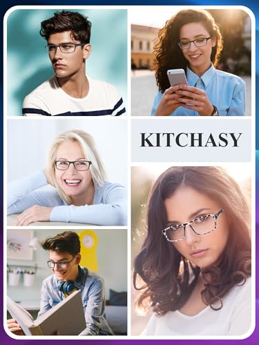 Kitchasy 51mm Reading Glasses 1.0x Magnification UV400 Blue Light Blocking Full Rim Square Adult